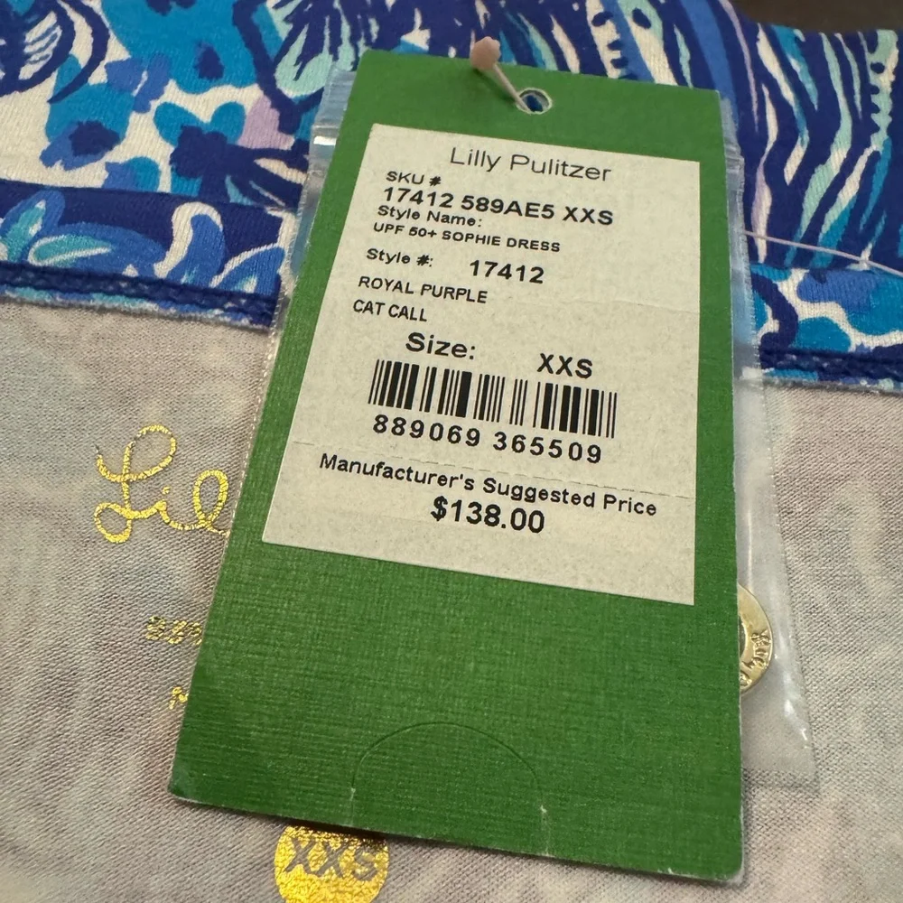 NWT Lilly Pulitzer XXS Mini Sophie Dress Royal Purple UPF 50+ - Picture 3 of 3